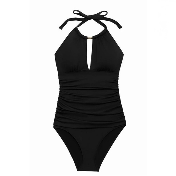 Lauren by Ralph Lauren Beach High Neck One-Piece Swimsuit Black NWT - Picture 4 of 16